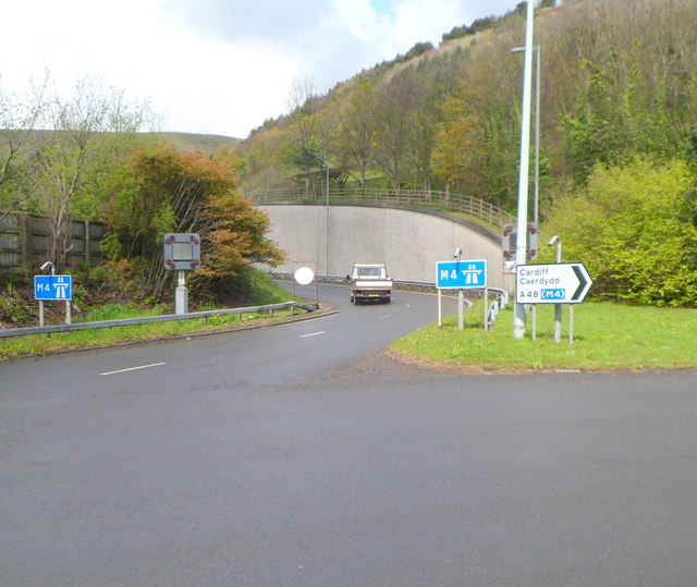 The only slip road at M4 motorway  junction 39, Margam, Port Talbot