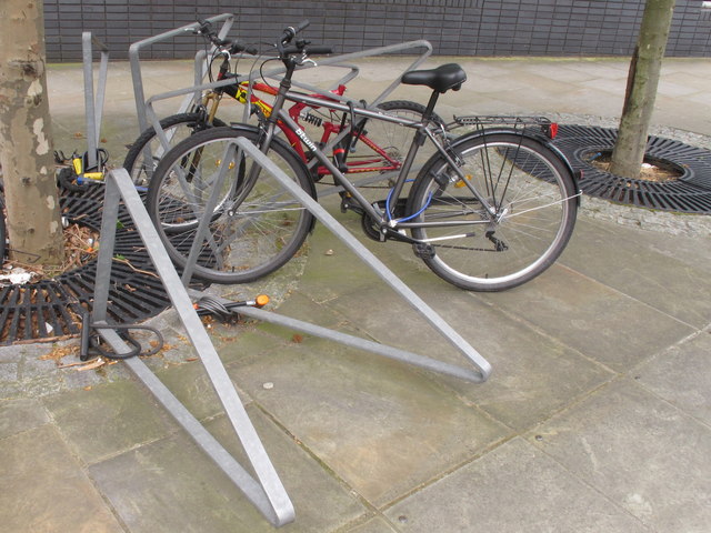 Cycle racks with locks left by commuters