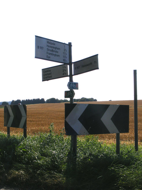 Roadsign on the B1117 Walpole Road