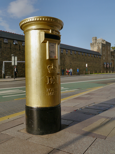 Gold Postbox, Cardiff Castle