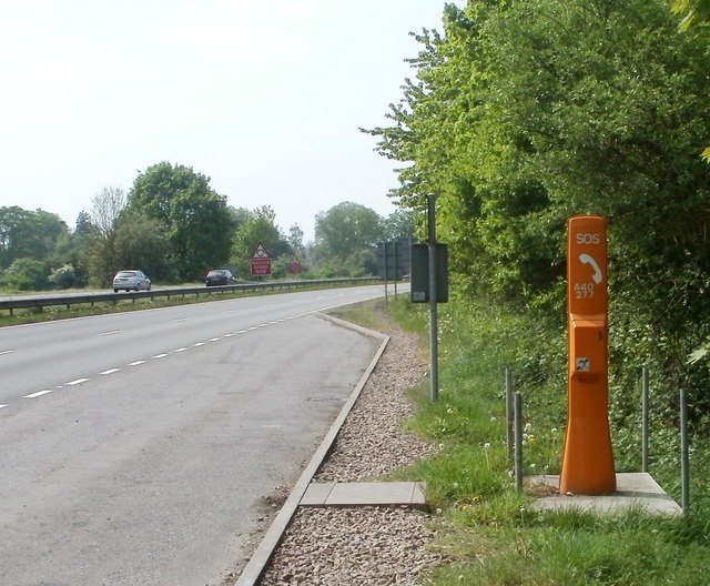 Emergency telephone alongside the A40 near Monmouth