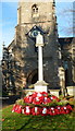 SO7225 : Poppy wreaths, St Mary's Church War Memorial, Newent by Jaggery