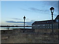 TL2471 : Lamp posts on the old bridge, Huntingdon by Richard Humphrey