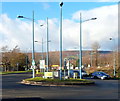 ST2994 : Not much space for grass on a Cwmbran mini-roundabout by Jaggery