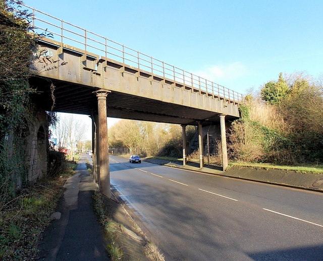 Fluted columns support a Corporation Road railway bridge, Newport