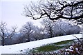 SP5510 : Snow covered field by Common Road by Steve Daniels