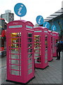 TQ3884 : Stratford: information booths at the station by Chris Downer