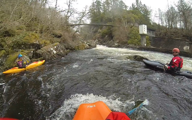 Below the releasing dam on the River Garry