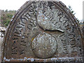 NY6565 : Carved headstone, Greenhead Church by Karl and Ali