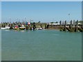 TQ9419 : Landing stages, east bank, Rye Harbour by Christine Johnstone