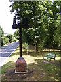 TM3067 : Badingham Village sign & A1120 Carrs Hill by Geographer