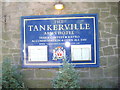 NT9928 : Notice on the Tankerville Arms Hotel wall by Stanley Howe