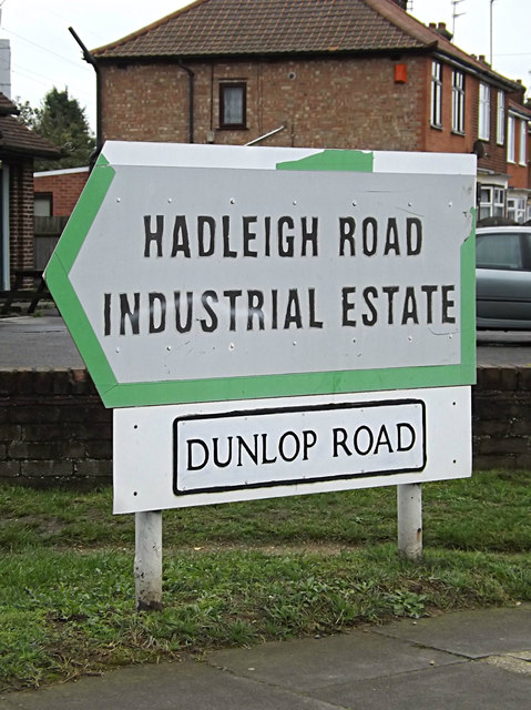 Hadleigh Road Industrial Estate & Dunlop Road signs