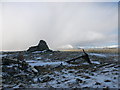 NN2833 : Cairn and collapsed aerial, Beinn Udlaidh by Alan O'Dowd