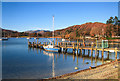 NY3703 : Boat and jetty, Waterhead by Chris Denny