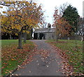 ST8080 : Autumn leaves on the path to St. Mary's church, Acton Turville by Jaggery