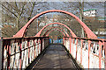 SD9304 : Lattice girder footbridge at Oldham Mumps by Alan Murray-Rust