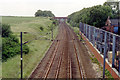 SK7471 : Southward up the ECML at site of Tuxford North station, 1992 by Ben Brooksbank