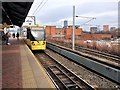 SJ8297 : Tram Approaching Cornbrook by David Dixon