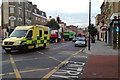 TQ3276 : Kings-bound ambulance, Denmark Hill, Camberwell by Robin Stott