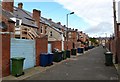 NZ2765 : Rear of Second Avenue looking towards Seventh Avenue, Heaton by Kay Williams