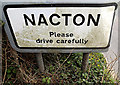 TM2139 : Nacton Village Name sign on Ipswich Road by Geographer