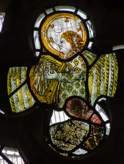 Medieval stained glass fragment, Etchingham church