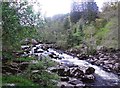 NN9941 : River Braan above the Rumbling Bridge waterfall by Stanley Howe