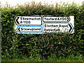 TM0859 : Roadsigns on the A1120 Bell's Lane by Geographer