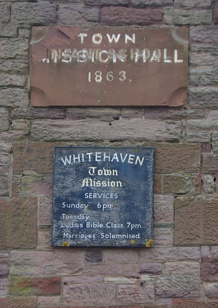 Town Mission Hall plaque and notice board, Whitehaven