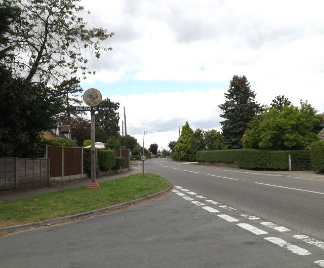 B1070 Hadleigh Road & Holton St.Mary Village sign