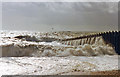 TV4898 : Stormy sea breaking over a groyne, Seaford 1994 by Ben Brooksbank