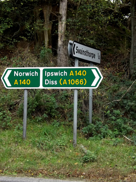 Roadsigns on the A140 Ipswich Road