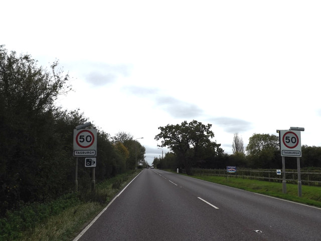 Entering Tasburgh on the A140 Ipswich Road