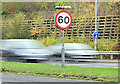 J3876 : 60mph speed limit sign, Belfast (December 2014) by Albert Bridge