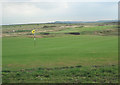 SS7979 : Golf greens from the Wales Coast Path above Pink Bay by eswales