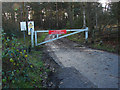 SU8458 : Road barrier, Hawley Hill by Alan Hunt