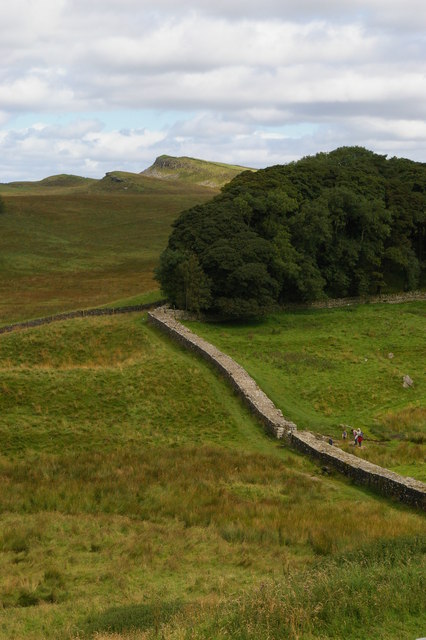 Hadrian's Wall dropping to the Knag Burn, east of Housesteads