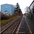 SO9548 : Single track, single platform at Pershore railway station by Jaggery