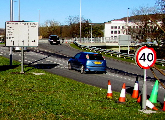 Speed limit 40mph on the A4059 in Aberdare