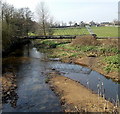 SS9077 : Ewenny River pipe bridge, Ewenny by Jaggery