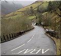 SS8796 : A4107 crosses a stream near Gelli Houses, Cymmer by Jaggery