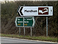 TM2582 : Roadsigns on the A143 Bungay Road by Geographer