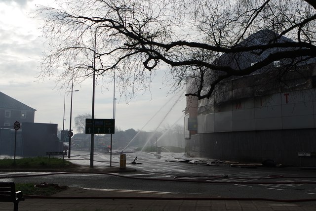 Aftermath of fire at Mr Smith's, former Ritz Cinema April 14 2015