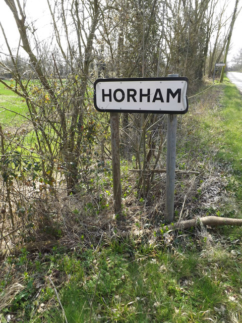 Horham Village Name sign on the B1117 Stradbroke Road