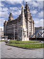 SJ3390 : Titanic Memorial and Royal Liver Building, Liverpool Pier Head by David Dixon