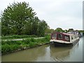 ST8559 : Fat narrowboat moored at Biss Aqueduct by Christine Johnstone