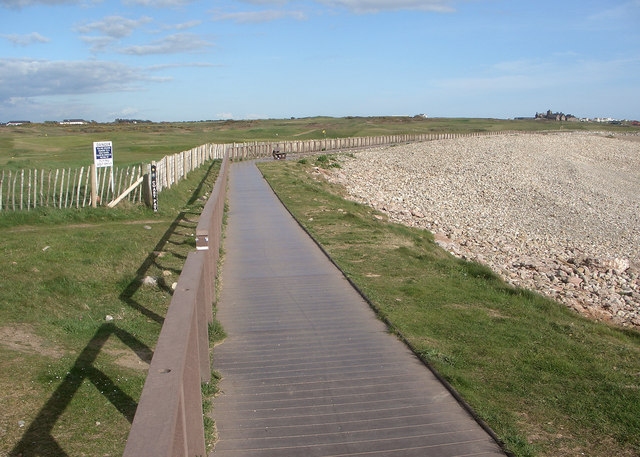 Wales Coast Path boardwalk above Pink Bay