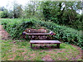 SP4417 : Log bench and wooden table in Woodstock Watermeadows by Jaggery