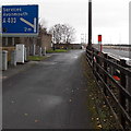 ST5491 : Junction sign and emergency phone alongside the M48, Chepstow by Jaggery